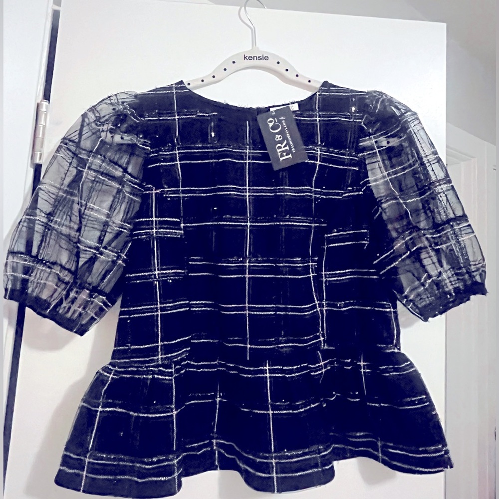 NWT Women's TCEC Puff Sleeve Peplum Top